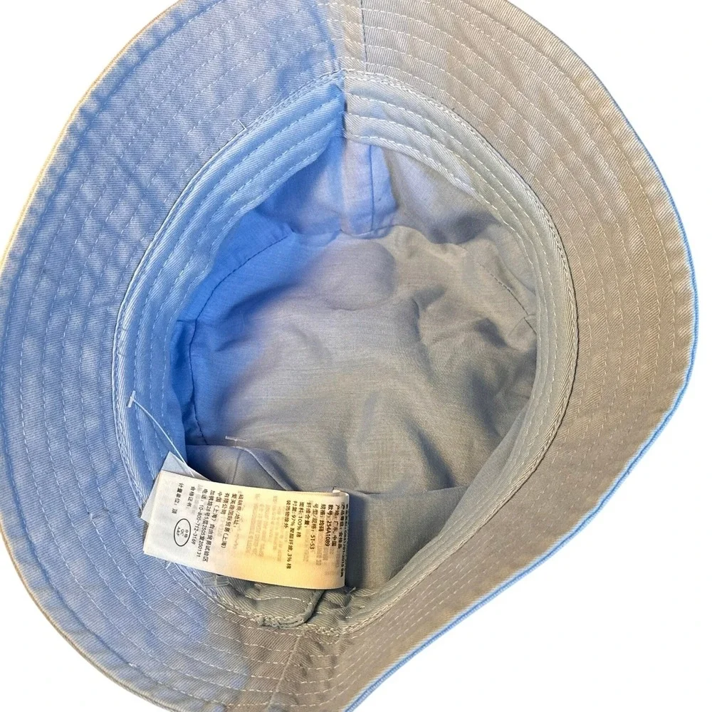Abercrombie Bucket Hat Womens OS Light Blue Sunflower Embroidered Cotton